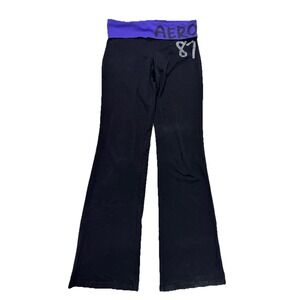 Y2K Aeropostale Flare Fold Over Yoga Pants Sweatpants Women's M Purple 87 2000's